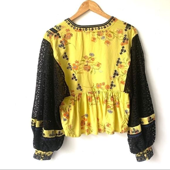 Free People Boho Yellow Embroidered Top - Picture 9 of 11
